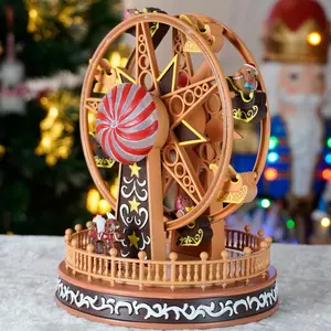 2024 nuovo arrivo decorazione di natale all'ingrosso Ferris wheel music box regali di natale con LED colorato movimento di musica leggera