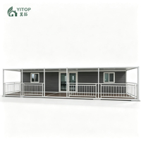Casa Plegable y Extensible con Diseño de Terraza, Contenedor Oficina de 20 pies/30 pies/56 m², Casa Modular Prefabricada, Casas Contenedor para Exteriores