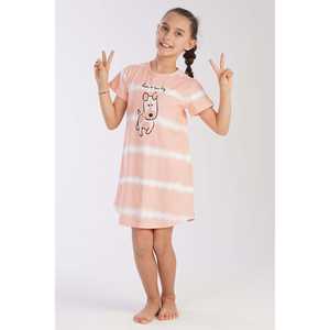 Vestido de dormir tipo túnica ovalado para niñas, de manga corta y con cuello, en tallas 3-4/9-10 - Product Image 2