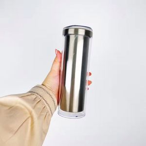20oz <b>Glitter</b> Snow Globe Tumbler Sublimation Blank, 304 Stainless Steel Inner Outer PC Plastic Daily Outdoor <b>Drinking</b> Cup - Product Image 4