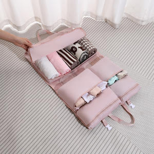 กระเป๋าเก็บของสำหรับเดินทาง 6 ช่อง สีเทา ความจุขนาดใหญ่ สำหรับจัดระเบียบเสื้อผ้า พับเก็บได้ กันน้ำ รูปทรงสี่เหลี่ยมผืนผ้า ใช้สำหรับการเดินทาง - Product Image 4