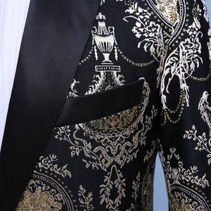 Erkek Çiçek Desenli Takım Elbise Slim Fit <span class=keywords><strong>2</strong></span> Parça Smokin İki Düğmeli Desenli Ceket Pantolon Parti Balo - Product Image 4