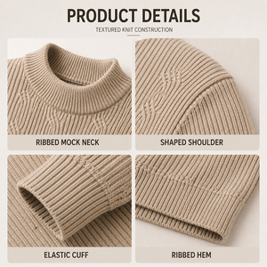 Pull en laine et lyocell pour homme à manches longues, col rond, personnalisable avec logo, chaud et doux, idéal pour l'automne et l'hiver - Product Image 3