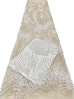 Tissu en dentelle brodée florale de luxe, 100% polyester, 5 yards, pour robes nigérianes