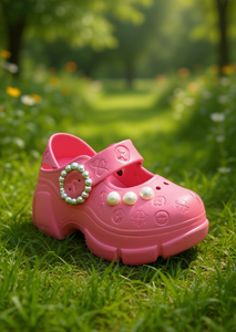 Platform <b>Clogs</b> With Pearls Mary Jane Style Summer Shoes For Women And Girls Size 25 Soft Lightweight Plastic Upper EVA Midsole - Product Image 2