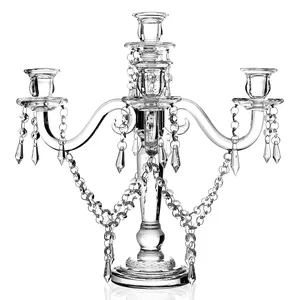 JY-candelabro de cristal con 5 brazos, decoración de mesa de boda, novedad