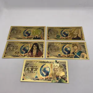 Оптовая продажа 5 типов японских аниме Dr Stone, Мультяшные золотые наклейки для банкнот, подарки для взрослых и детей, украшение для дома