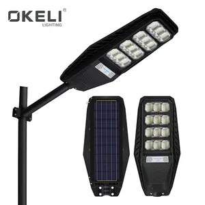 OKELI 높은 밝기 IP65 방수 100 와트 200 와트 300 와트 모든 하나의 LED 태양 거리 램프