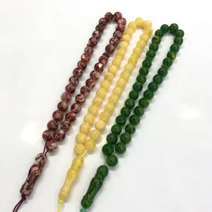 High Quality Round Similar Blue Amber Beads Charms Jewelry Prayer Beads Islamic Custom Fragrance Smell Amber Beads Muslim Rosary