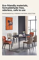 Chaise de salle à manger moderne en cuir PU, dossier rembourré, design simple et luxueux, pieds en métal, housse amovible pour la maison et l'hôtel