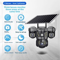 Caméra solaire V380Pro extérieure à trois objectifs, triple vue, capteur CMOS WiFi 6MP, étanche IP66, interphone vocal