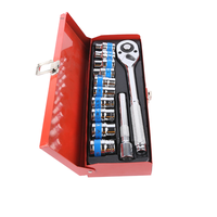 Jeu de douilles à chocs profondes Newstar Professional de haute qualité en CRV, 1/2'' et 1/4'', finition noire avec boîte en fer rouge, comprenant des clés hexagonales et Torx et un cliquet