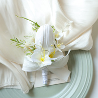 Corsage de poignet et boutonnière en tulipes artificielles blanches en EVA, faites à la main, style européen, accessoire de tenue pour invités de mariage et de fête