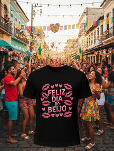 T-Shirt in Puro Cotone per San Valentino, Bianca, Vestibilità Ampia, Collo Tondo, Manica Corta, Stampa Labbra e Cuori, Casual - Product Image 2