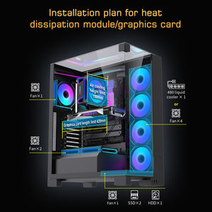 Lovingcool Vente en gros ATX/M-ATX/MINI-ITX USB3.0 Boîtier PC de jeu <span class=keywords><strong>Tour</strong></span> complète avec lunettes à trois côtés pour joueur - Product Image 3