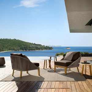 โซฟากลางแจ้งรีสอร์ทวิลล่าไม้สักพร้อมแผงข้างแบบสาน - Product Image 5