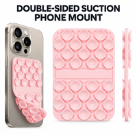 Support de téléphone à ventouse double face en silicone, 28 ventouses, support mains libres pour miroir, coussinet flexible réutilisable, logo personnalisé pour selfie vidéo