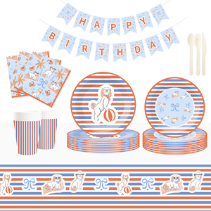 DAMAI New Customized Cute Animal Theme Party Decoration <b>Disposable</b> Party Paper Plate Cup Napkin Tableware Set with Dog Pattern - Product Image 1