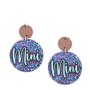Pendientes redondos con estampado de leopardo de madera hechos a mano, pendientes de doble cara, regalo de moda para el día de la madre para mujer - Product Image 5