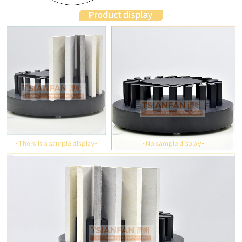 Factory Rotary Metal Black Countertop Tile Granite Sample Stone Desk Stand Shelves Ceramic Plates Quartz Display Rack