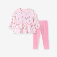 Vêtements pour enfants européens et américains 2026, tenue d'automne à manches longues pour filles, ensemble mignon à fleurs en deux pièces