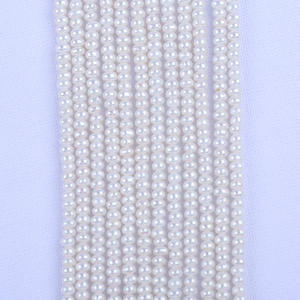 สร้อยคอมุกน้ำจืดธรรมชาติขายส่ง จูจี้ ขนาด 3-3.5 มม. สีขาว ทรงแบน ลูกปัดกึ่งสำเร็จรูป สำหรับทำเครื่องประดับ DIY - Product Image 4