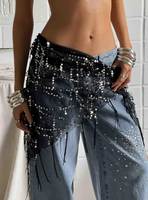 Mini-jupe à sequins pour femme, au-dessus du genou, tendance, brillante, pour festival de musique, anniversaire, Saint-Valentin, foulard