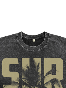 Camisetas Oversize Negras con Lavado Ácido y Teñido en Prenda para Hombre, Estampado DTG con Letras High Street LA, Camisetas de Algodón Transpirable para Venta al por Mayor - Product Image 4
