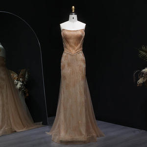 فستان سهرة فاخر وردي حورية البحر مع قطار مطرز بالخرز الذهبي والأسود للنساء حفل زفاف ، عربي Abito Da Sposa Lsz023 - Product Image 3