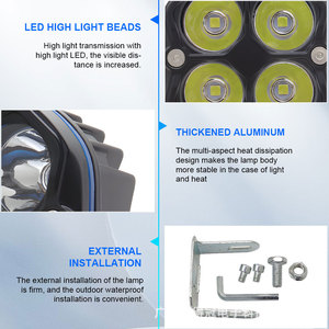 ไฟสปอร์ตไลท์มอเตอร์ไซค์รูปใบโคลเวอร์สี่แฉก 4 LED สว่างพิเศษ ไฟส่องสว่างแบบสี่เหลี่ยม สำหรับรถออฟโรด ติดตั้งบนหลังคา - Product Image 5