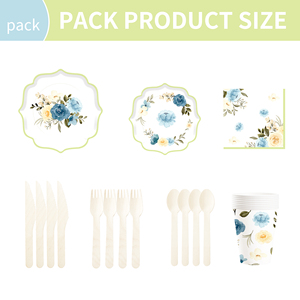 DAMAI - Juego de Vajilla Desechable de Papel con Diseño de Flores al Estilo Chino para Fiestas de Cumpleaños, Platos, Servilletas y Vasos para Fiestas de Boda - Product Image 6