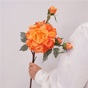 Haute qualité soie pivoine fleur fleur artificielle 4 têtes fausse pivoine soie pour mariage maison couloir décor simulé pivoine fleur - Product Image 5