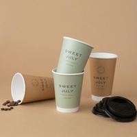 Gobelets en papier à double paroi pour boissons chaudes, 8oz, 12oz, 16oz, avec couvercles noirs et manchons, personnalisables avec logo, vente directe usine