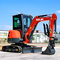 Mini-excavatrice compacte de 3,5 tonnes, excavatrice compacte CE EPA avec moteur Kubota, mini-excavatrice hydraulique pour petites exploitations agricoles, mini-excavatrice sur chenilles de 1 tonne, 2 tonnes