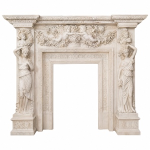 Cheminée en marbre personnalisée, moderne, sculptée à la main, de luxe, en marbre blanc du Hunan, avec manteau de cheminée en marbre - Product Image 2