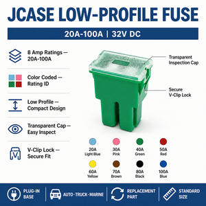 Premium <span class=keywords><strong>JCASE</strong></span> 20A 100A 32V DC Langsam Auslösende 2-Polige Sicherung Hochleistungs-Zeitverzögerter Überlastschutz 1000A Abschaltleistung Niedrig - Product Image 3