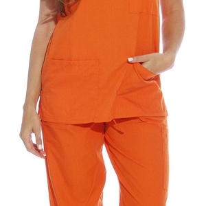 Ropa Médica: Conjuntos de Uniformes Médicos para Mujer con Seis Bolsillos (Cuello en V y Pantalón Cargo) de Pierna Recta - Product Image 6