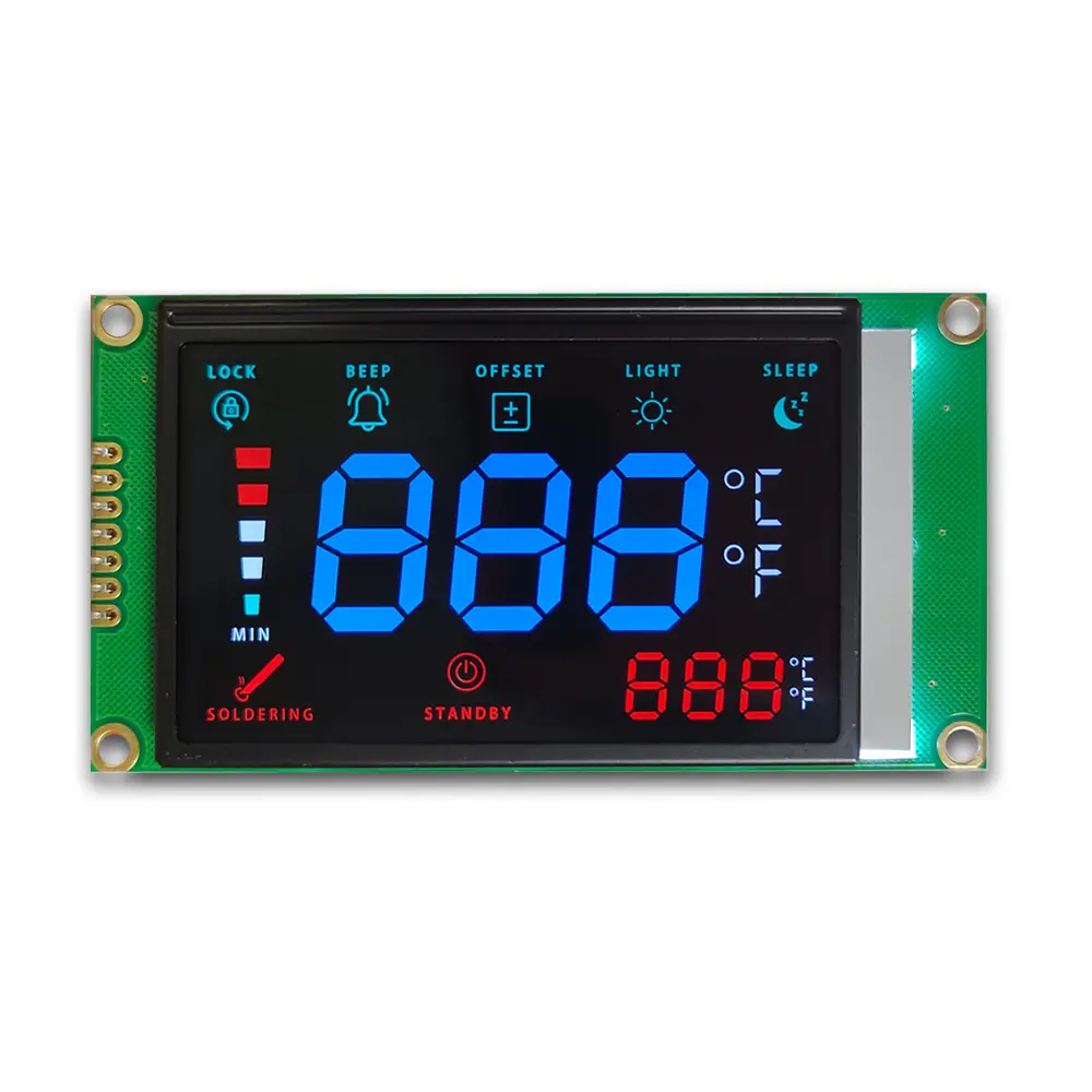 COB Custom VA Color Black Screen Panel Battery LCD Display 3 Digit Thermostat Segment LCD with PCB Board