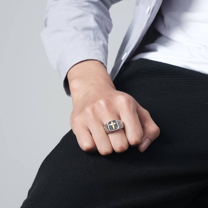 TG Cross Rings Men High Quality Jewelry Retro Men's Stainless Steel ...