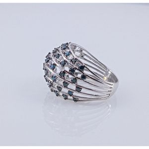 Bague en diamant Jewelspaark 1,24 carats, taille brillant rond, bleu fantaisie rehaussé, en argent sterling 925 pour femme, fiançailles - Product Image 6