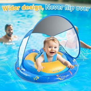Flotteur de piscine pour bébé avec auvent pare-soleil, extra large, anti-retournement, avec siège de sécurité - Product Image 3