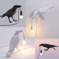 Lampe murale en résine en forme d'oiseau porte-bonheur mordant le fil, avec ampoule, pour décoration de chambre à coucher - Offre spéciale