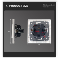 Enchufe de Pared de 16 A y 250 V, Integrado en Pared, Impermeable y a Prueba de Polvo, con Placa de Tierra PC 2P+E, para Baño/Cocina/Exterior