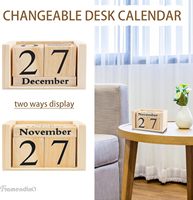 Framendino Blanc Vintage Bois Rustique Bloc Chic Perpétuel Bureau En Bois Cubes Calendriers pour Bureau À Domicile Bureau Anniversaire