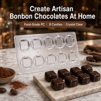 Moule à chocolat artisanal en polycarbonate PC, carré, pour pralines, qualité alimentaire, transparent, facile à démouler, moule à bonbons DIY, cadeau