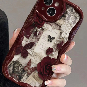 Funda Protectora para Teléfono con Marco de Cámara a Prueba de Golpes de TPU con Diseño de Mariposa para iPhone 17 16 15 Pro Max, Carcasa Trasera con Patrón Crema - Product Image 4