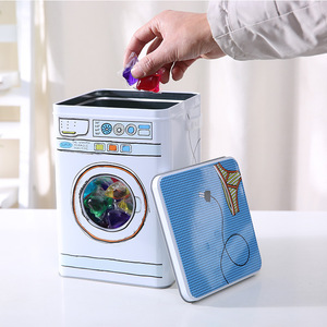 Laundry Detergent <b>Storage</b> <b>Box</b> With Lid Iron <b>Material</b> Foldable Desktop Organizer For Pods And Snacks Multiple Patterns White - Product Image 3