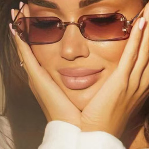 Lunettes de soleil Kedun sans monture, petite monture, style tendance, bords coupés, nouvelle collection 2024, style européen et américain, même style que les célébrités, protection UV400, polarisées - Product Image 3