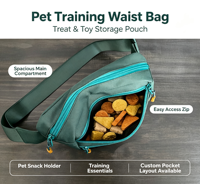 Sac de promenade pour chien en cuir PU personnalisé avec ceinture de taille et bandoulière, pochette d'entraînement pour friandises