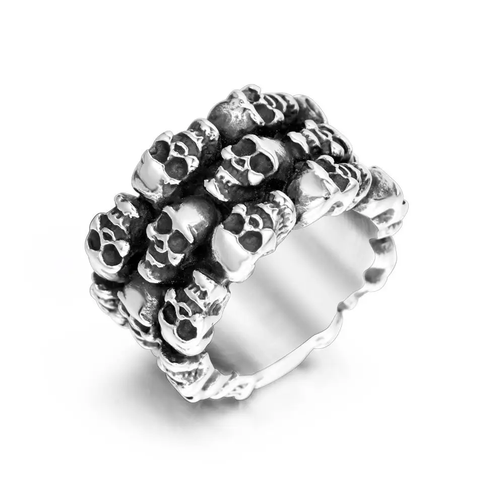 Fashion Personality Skull Titanium Steel Ring Silver Color Stainless Steel Skull Rings For Men